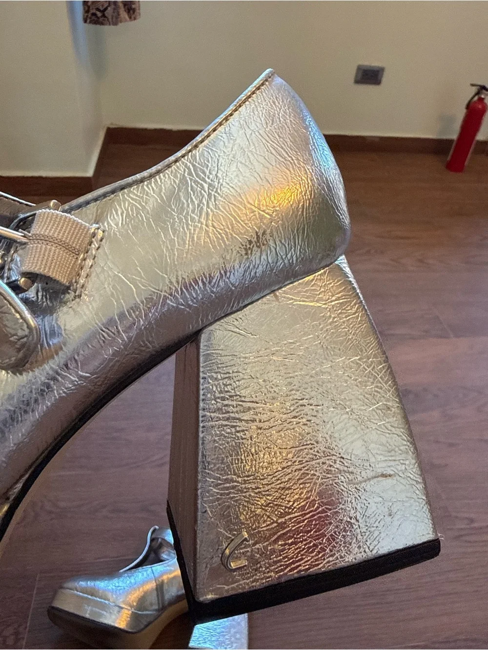 Sam Eddlemon Circus Metallic Silver Mary Jane Platform Heels